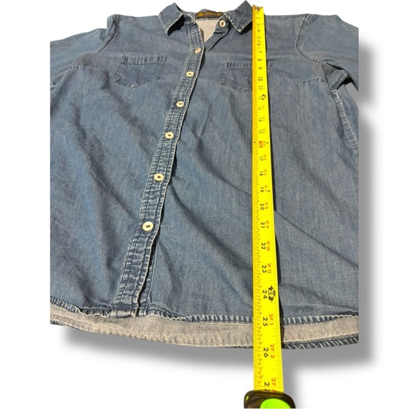 Outback Red Classic Medium Wash Denim Long Cuff Sleeves Button-Up Shirt - Picture 11 of 14
